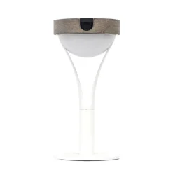 Tyble LED solcellebordlampe, hvid/teak, 2.700 K, 200 lm