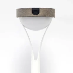 Tyble LED solcellebordlampe, hvid/teak, 2.700 K, 200 lm