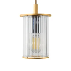 Udendørs hængelampe Nora, guld/transparent, IP44, glas