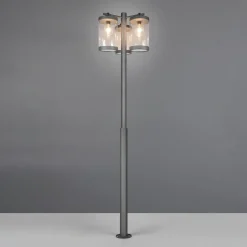 Udendørslampe Sambesi, H 240 cm, antracit, skumringssensor