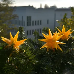 Udendørs LED-lyskæde med 9 stjerner, gul