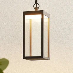 Udendørs LED-pendellampe Cube med glasskærm, 26 cm
