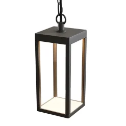 Udendørs LED-pendellampe Cube med glasskærm, 26 cm