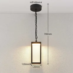Udendørs LED-pendellampe Cube med glasskærm, 26 cm
