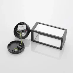 Udendørs LED-pendellampe Cube med glasskærm, 26 cm