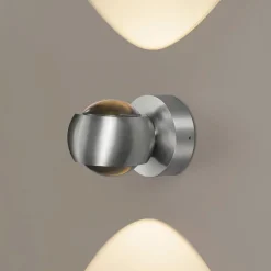 Udendørs LED-væglampe, aluminiumsfarvet, up&down, CCT, dæmpbar