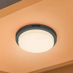 Udendørs LED-væglampe Bermejo, rund, sensor, CCT, antracit