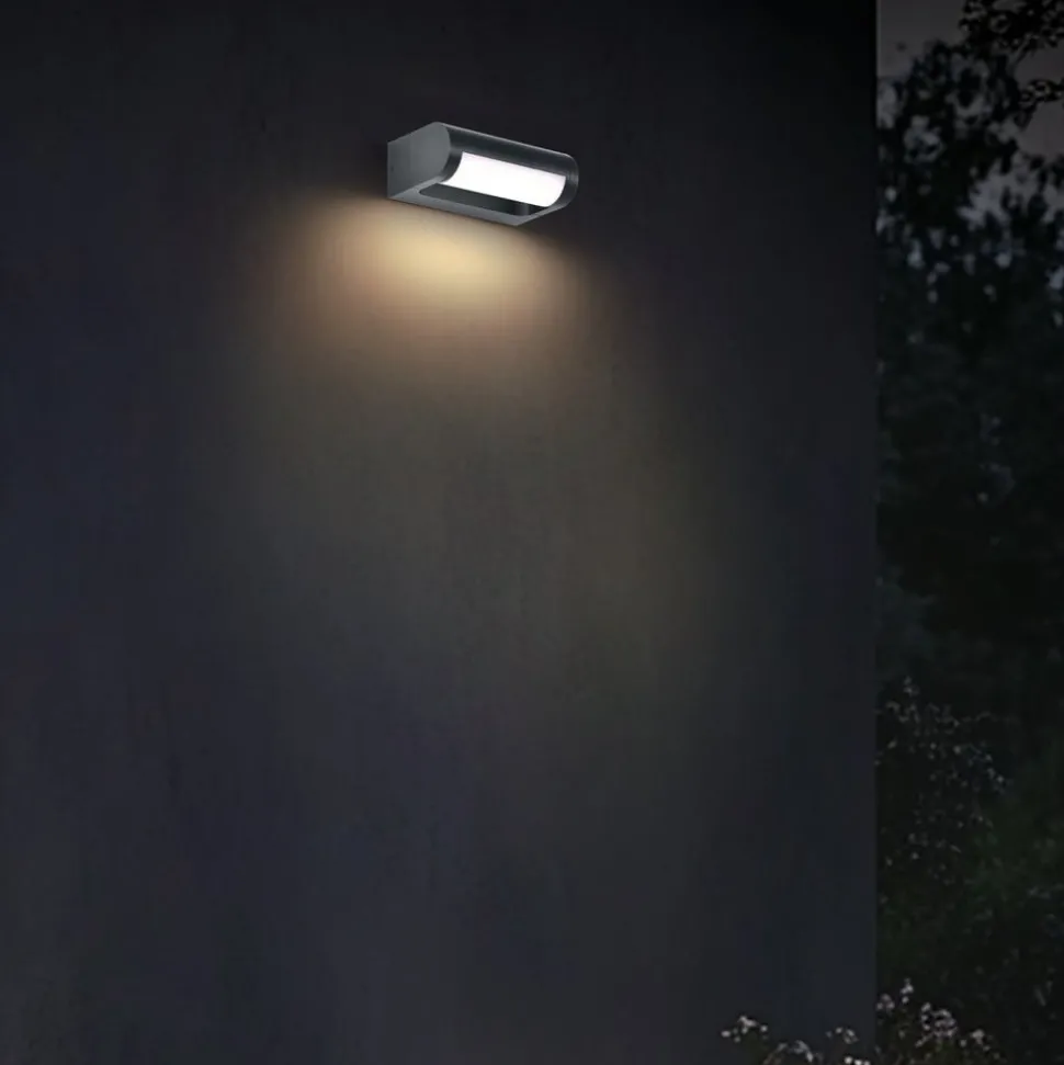 Udendørs LED-væglampe CMD 9052, bredde 18 cm, antracit, IP65