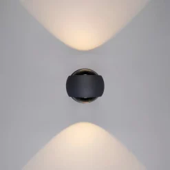 Udendørs LED-væglampe, grafit, op & ned, CCT, dæmpbar, aluminium