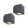 Udendørs LED-væglampe Jarno, antracit, sæt med 2, metal, 9 cm