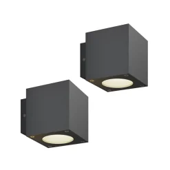 Udendørs LED-væglampe Jarno, antracit, sæt med 2, metal, 9 cm