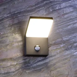 Udendørs LED-væglampe med sensor Tucanae, grå, højde 22 cm, IP54