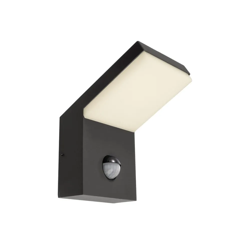 Udendørs LED-væglampe med sensor Tucanae, grå, højde 22 cm, IP54