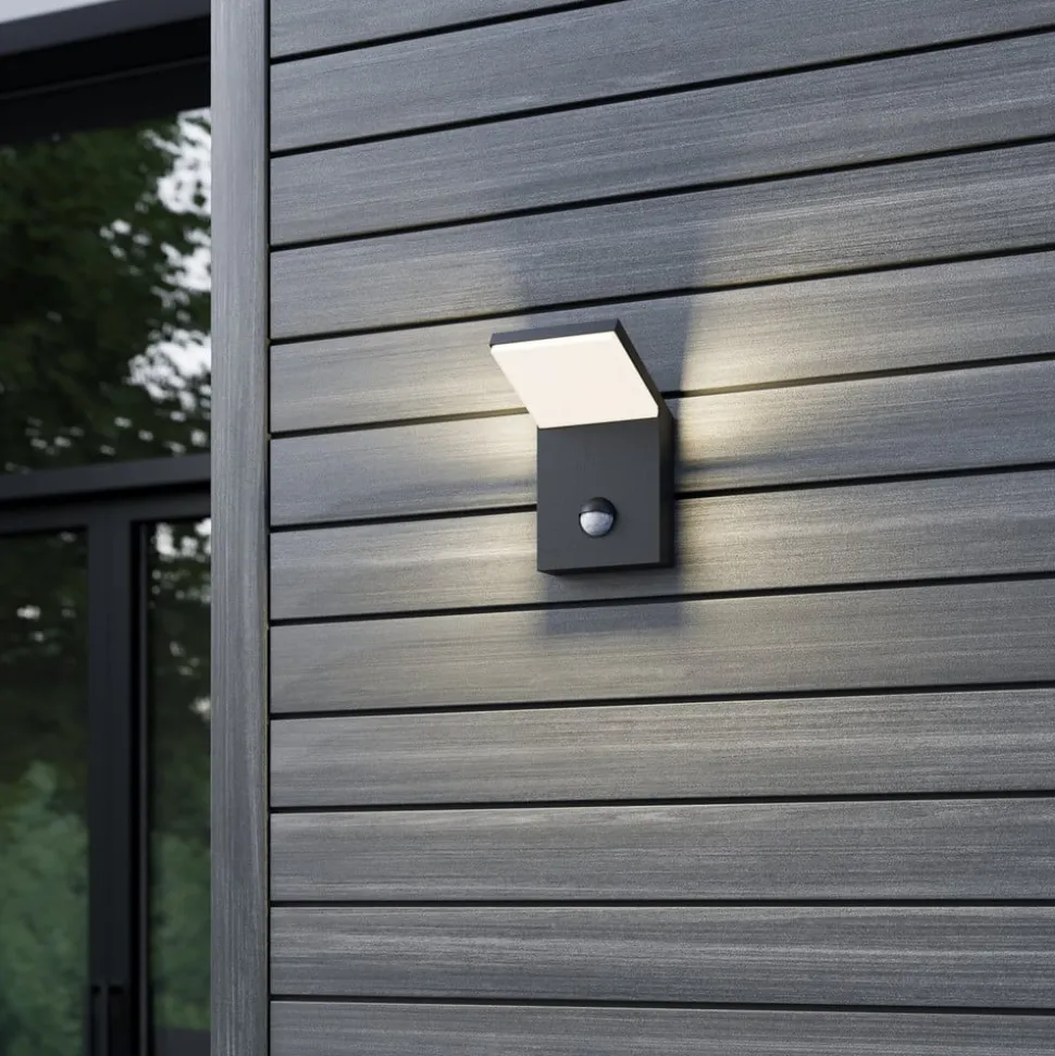 Udendørs LED-væglampe Nevio, metal, antracit, sensor