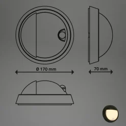 Udendørs LED-væglampe 3785015 sort bevægelsessensor 17 cm