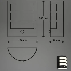 Udendørs LED-væglampe 3795015, sort, sensor, IP44