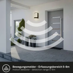 Udendørs LED-væglampe 3795015, sort, sensor, IP44