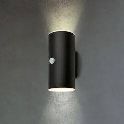 Udendørs LED-væglampe 3787015, sort, sensor, op/ned