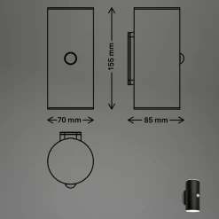 Udendørs LED-væglampe 3787015, sort, sensor, op/ned