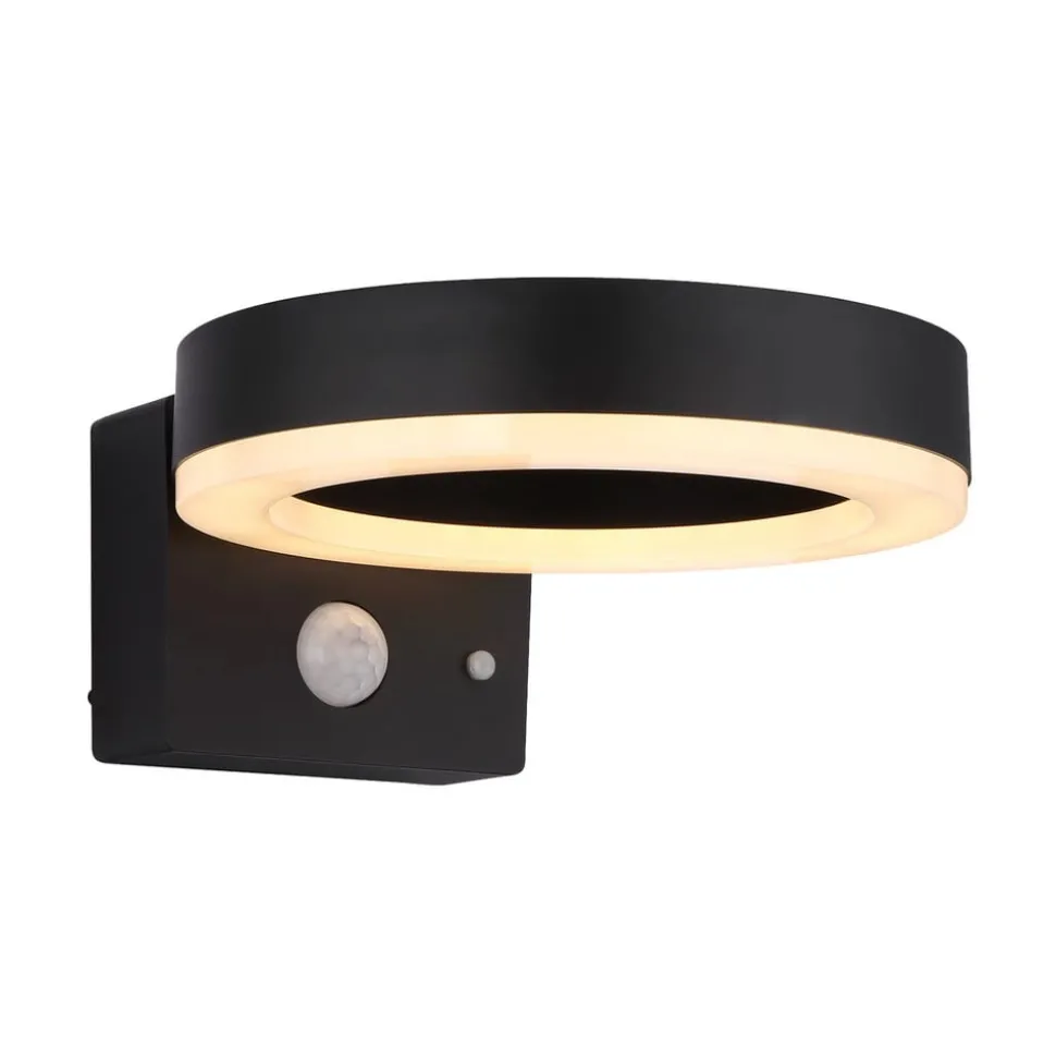 Udendørs LED-væglampe 36507 sort, sensor, plast
