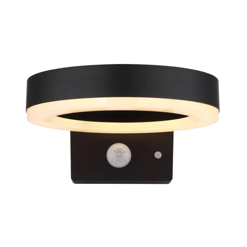 Udendørs LED-væglampe 36507 sort, sensor, plast