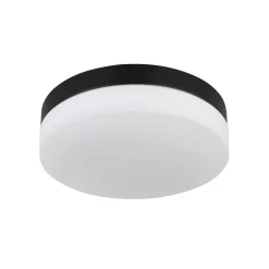 Udendørs loftslampe Vranos, mat sort, Ø 24 cm, aluminium