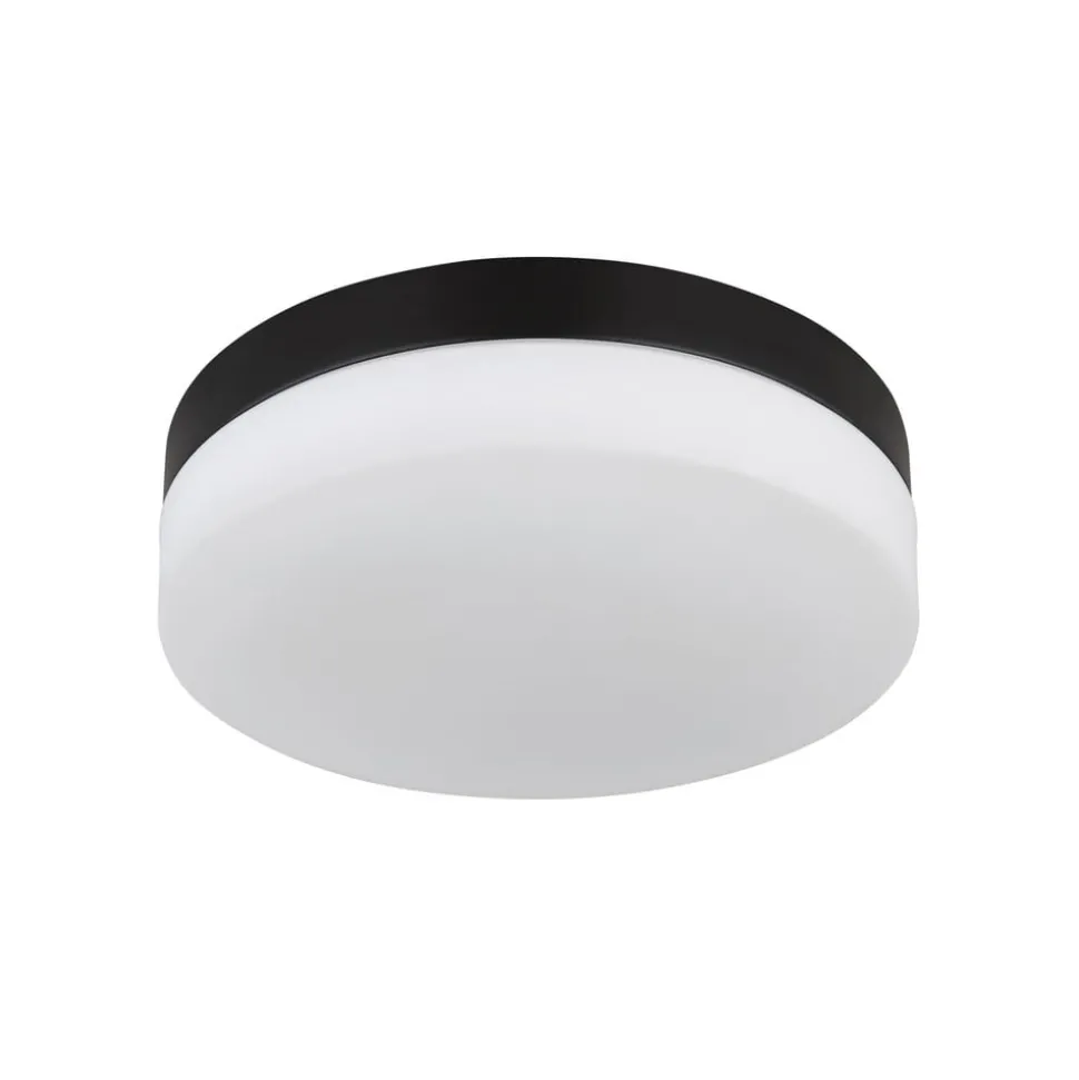 Udendørs loftslampe Vranos, mat sort, Ø 24 cm, aluminium