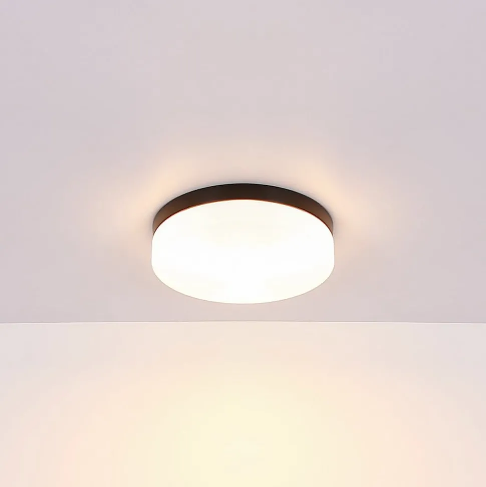 Udendørs loftslampe Vranos, mat sort, Ø 24 cm, aluminium