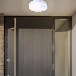 Udendørs loftslampe Vranos, sølvfarvet, Ø 24 cm, aluminium