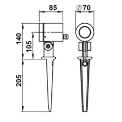 Udendørs spotlampe 626, sort, drejelig, jordspyd