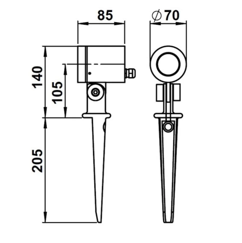 Udendørs spotlampe 626, sort, drejelig, jordspyd