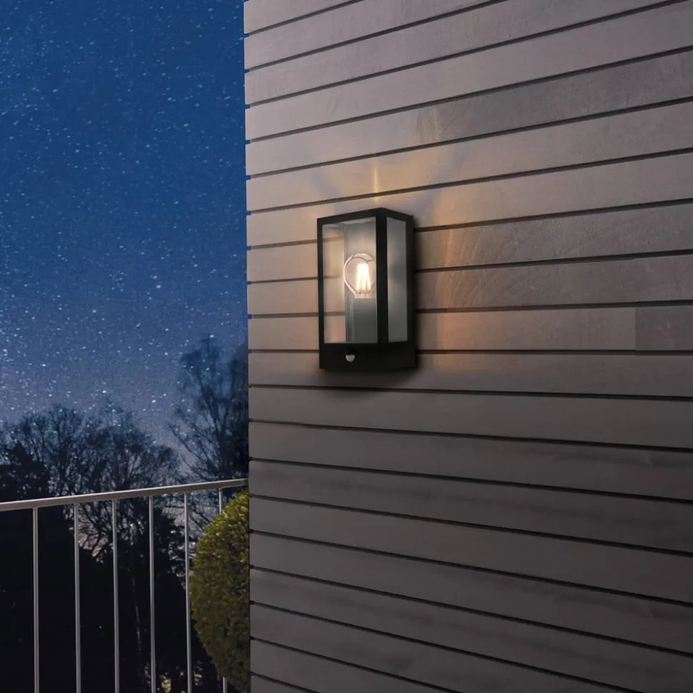 Udendørs væglampe Alamonte med sensor, sort