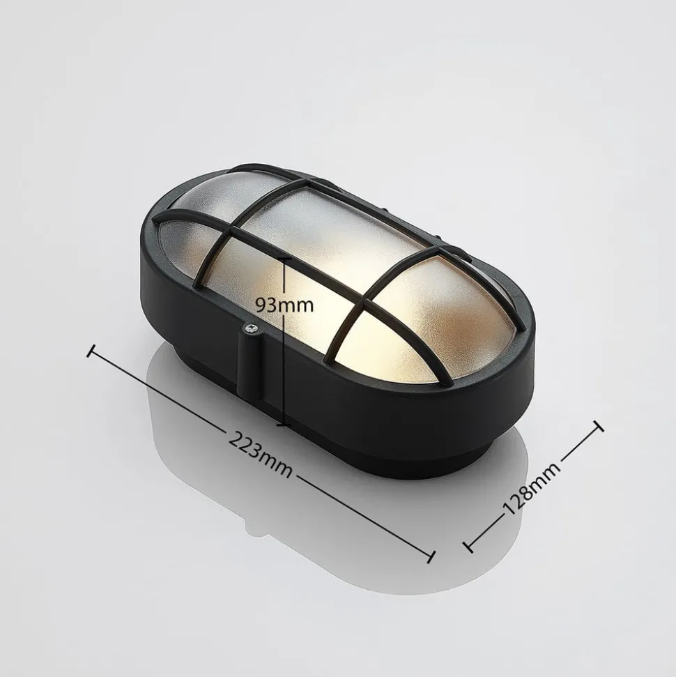 Udendørs væglampe Alisha, oval, sort