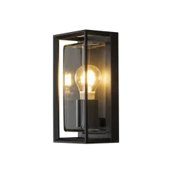 Udendørs væglampe Brindisi, sort, metal, 26 cm høj, IP54