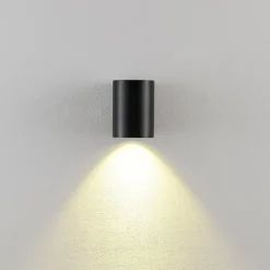Udendørs væglampe CAN, sort, 1 lyskilde, Ø 8 cm IP65 metal GU10
