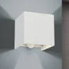 Udendørs væglampe Cube-S, hvid, metal, bevægelsessensor