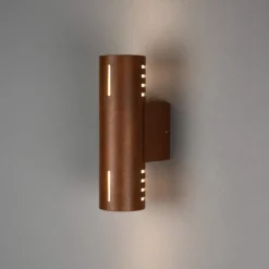 Udendørs væglampe Cuneo, rustfarvet, 25 cm, metal, op/ned