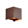 Udendørs væglampe Davos, corten, kantet, dæmpbar aluminium