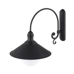Udendørs væglampe Enduro, sort, stål, glas, IP44, E27