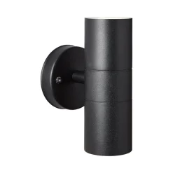 Udendørs væglampe Jandy up/down, sort, metal, glas, GU10