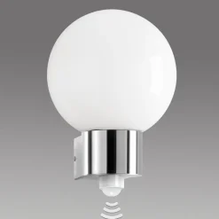 Udendørs væglampe Kekoa, glas, stål, sensor, Ø 23 cm