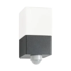 Udendørs væglampe Linus, grafit, Sensor, stål, glas, E27