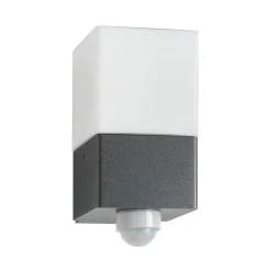 Udendørs væglampe Linus, grafit, Sensor, stål, glas, E27