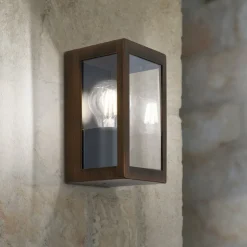 Udendørs væglampe Lumina, rust-sort, stål, glas, IP44