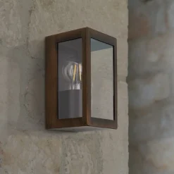 Udendørs væglampe Lumina, rust-sort, stål, glas, IP44