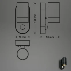 Udendørs væglampe med sensor 3789015, sort, plast, GU10
