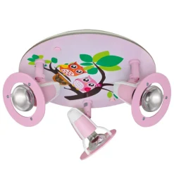 Ugle loftlampe til børneværelset, rosa