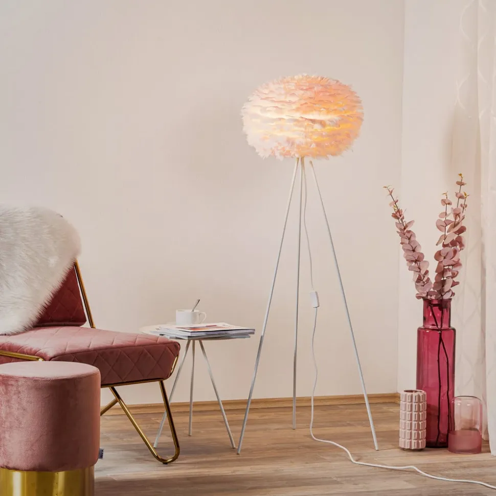 UMAGE Eos Medium gulvlampe rosa, hvid trefod