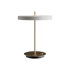 UMAGE LED-bordlampe Asteria Table, USB, lysegrå/messing