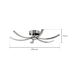 Umbra LED-loftlampe, 6 lyskilder, 91 cm, krom